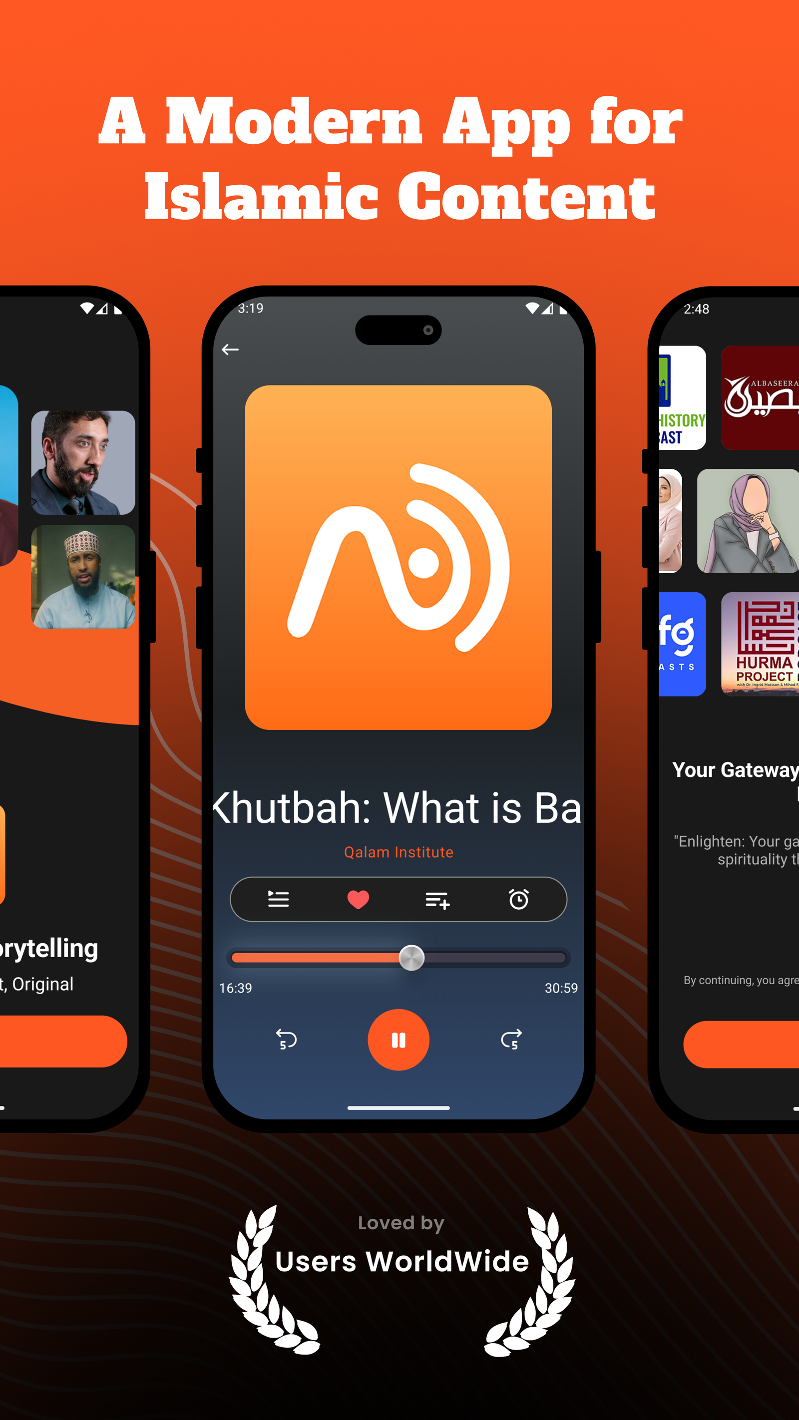 NurCast Islamic Podcast App Interface